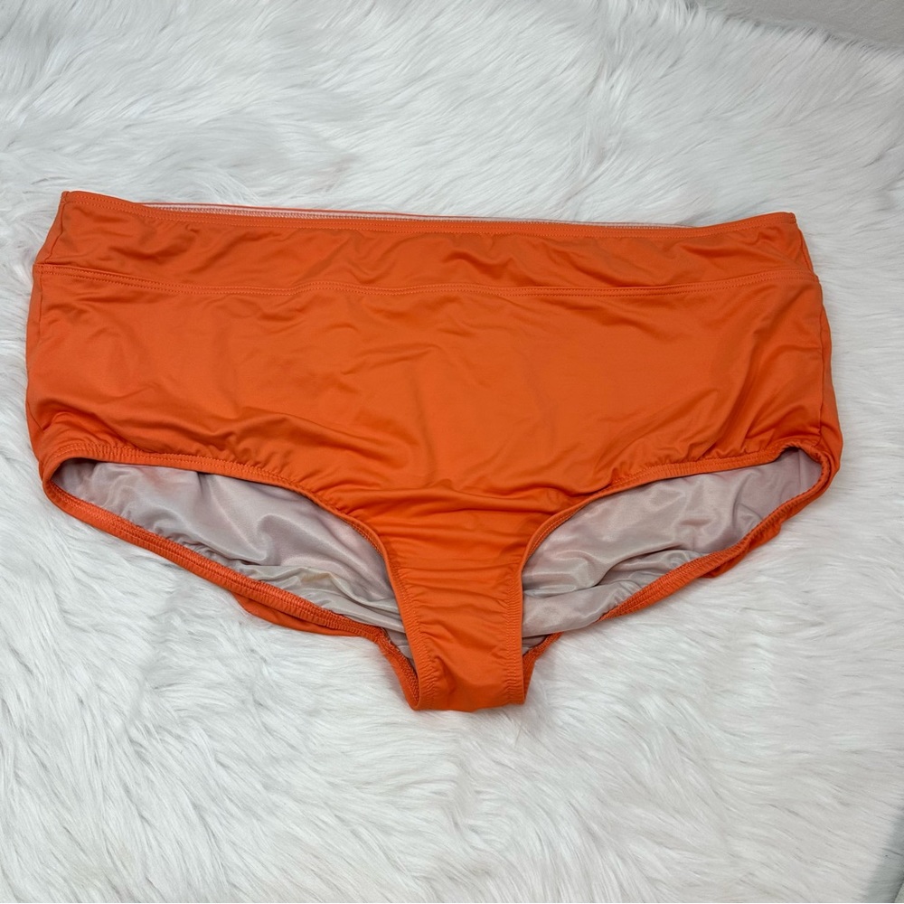 Land’s End Women’s Plus Size High Waisted Swim Bottoms. Orange. Size 24W.